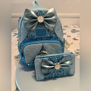 Loungefly Blue Sequin Backpack and Wallet Set